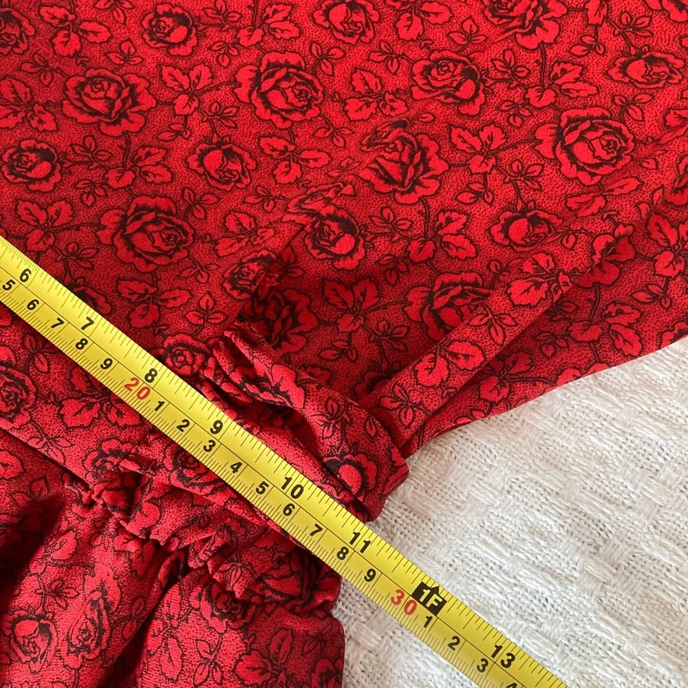 Vintage peplum red and black floral dress size SMALL - Picture 8 of 8